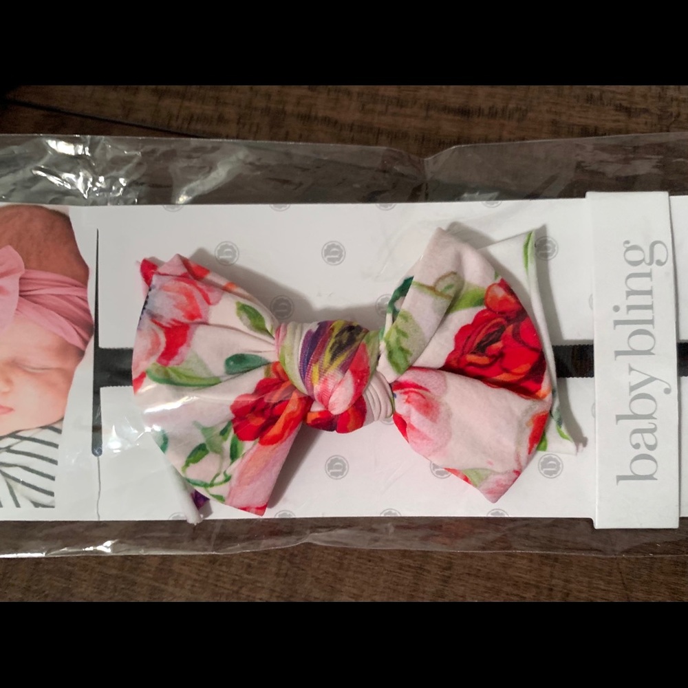 Baby Bling Bow Lil Fab Pink Anemone on black band